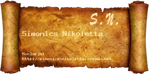 Simonics Nikoletta névjegykártya